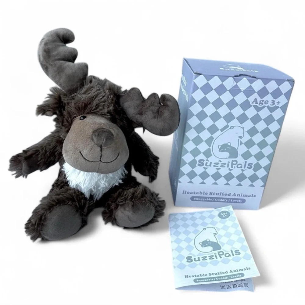 Suzzi Pals Microwaveable Heatable Stuffed Moose Animal Ages 3+ NWT